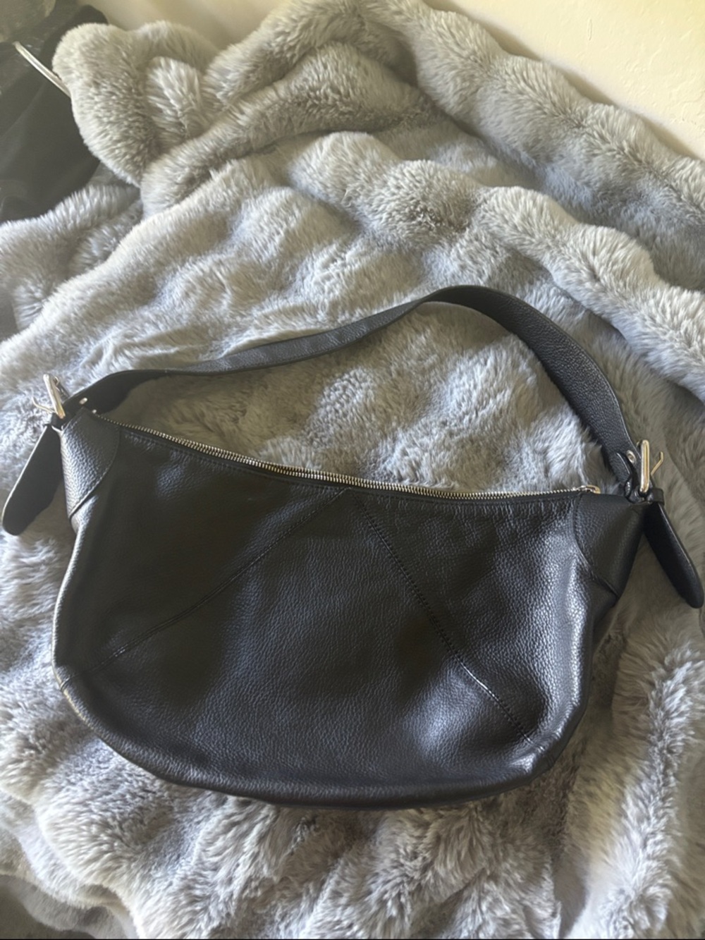 Furla pebbled leather baguette bag